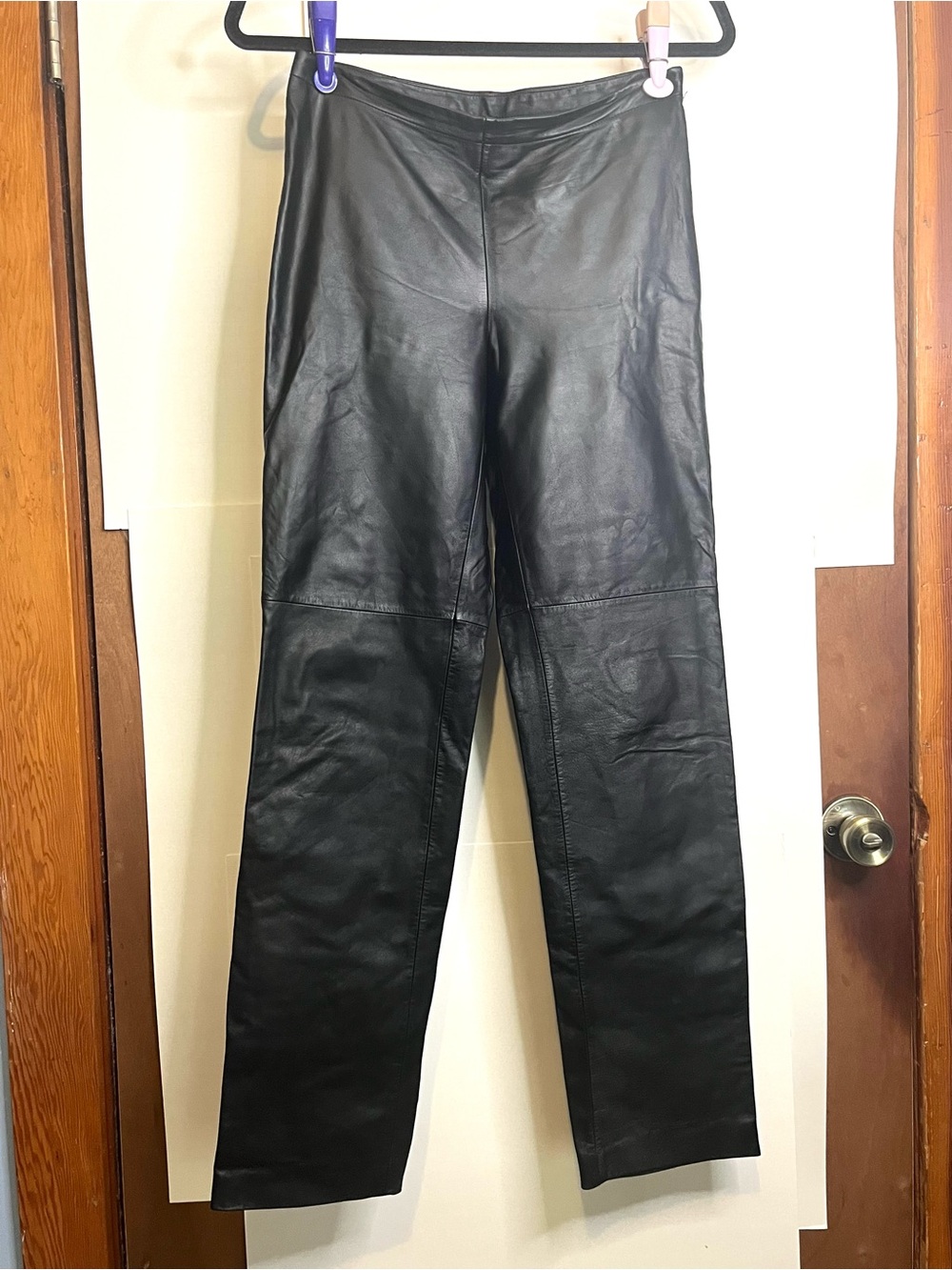 Ann Taylor Women’s (VTG 2) Waist 26 Genuine Black Leather Straight-Leg Pants
